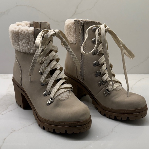 Soda Shoes - Soda Cream Lace-Up Ankle Boots